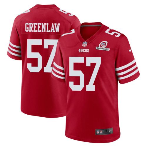 Dre Greenlaw 57 San Francisco 49ers 2024 Divisional Patch Game Men Jersey - Scarlet