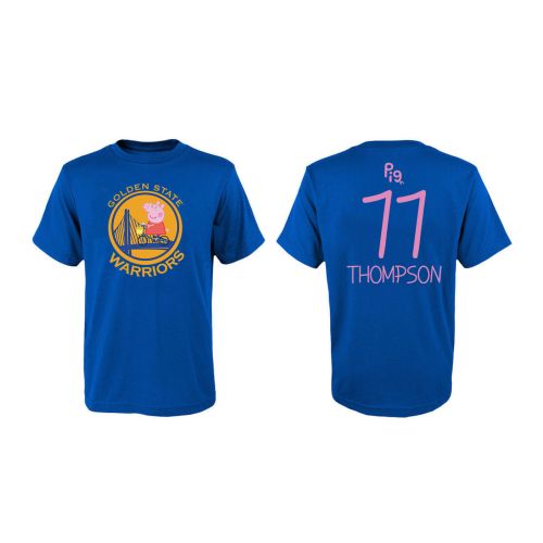 Klay Thompson 11 Golden State Warriors Pig Print T-Shirt - Blue