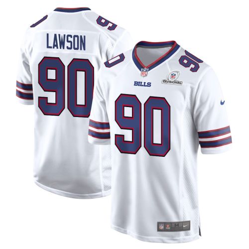 Shaq Lawson 90 Buffalo Bills 2024 Divisional Patch Game Men Jersey - White