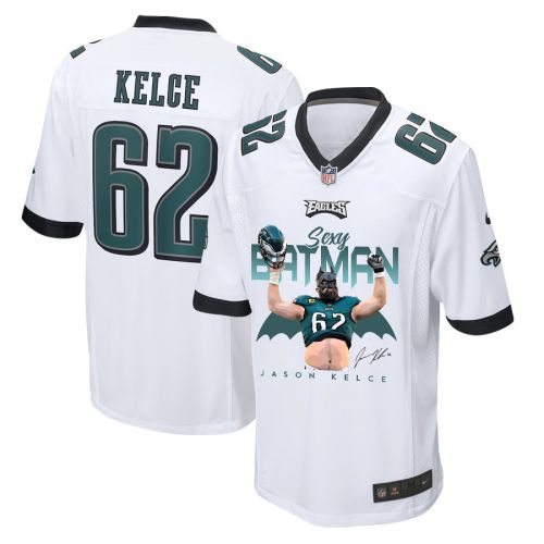 Jason Kelce 62 Philadelphia Eagles Sexy Batman Game Jersey - Men, White