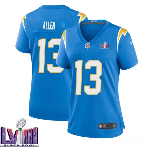 Keenan Allen 13 Los Angeles Chargers Super Bowl LVIII Women Home Game Jersey - Powder Blue