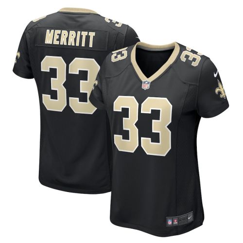 Kirk Merritt 33 New Orleans Saints Women Team Game Jersey - Black