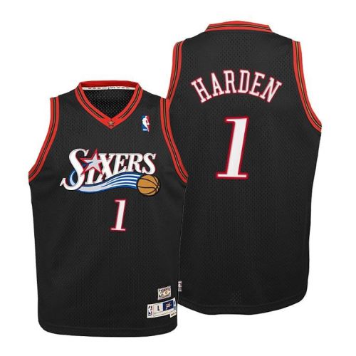 76ers 1 James Harden Hardwood Classics Youth Black Jersey 2022 Trade Jersey