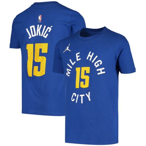 Nikola Jokic Denver Nuggets Statement Edition Name & Number T-Shirt - Blue