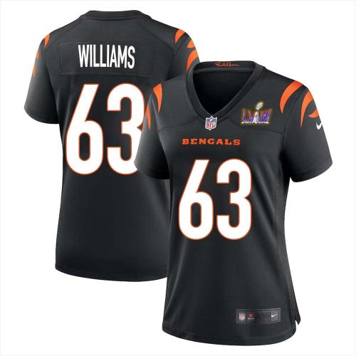 Bobbie Williams 63 Cincinnati Bengals Super Bowl LVIII Women Home Limited Jersey - Black