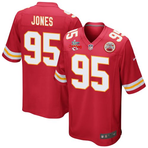 Chris Jones 95 Kansas City Chiefs Super Bowl LVII Champions 3 Stars Men Game Jersey - Red