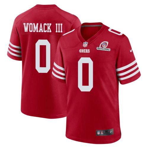 Samuel Womack III 0 San Francisco 49ers 2024 Divisional Patch Game Men Jersey - Scarlet