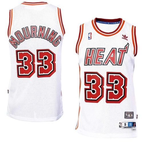 Men's Alonzo Mourning Miami Heat White Hardwood Classics Swingman Jersey