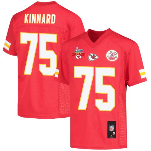 Darian Kinnard 75 Kansas City Chiefs Super Bowl LVII Champions 3 Stars Youth Game Jersey - Red