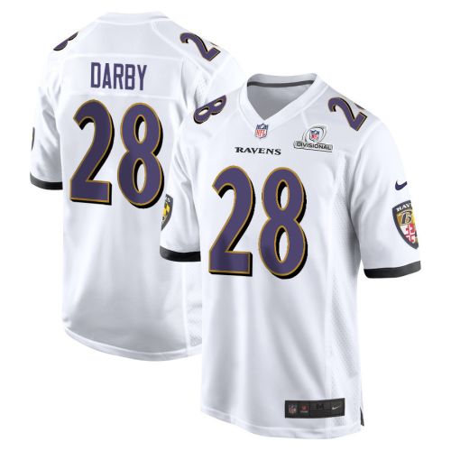 Ronald Darby 28 Baltimore Ravens 2024 Divisional Patch Game Men Jersey - White