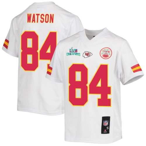 Justin Watson 84 Kansas City Chiefs Super Bowl LVII Champions Youth Game Jersey - White