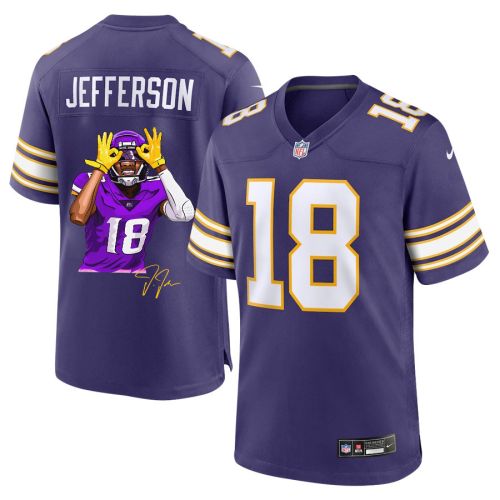 Justin Jefferson 18 Signed Minnesota Vikings Superstar Game Jersey - Men, Purple