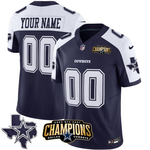 Dallas Cowboys 2023 NFC East Champions Patch Alternate Game Custom Men Jersey - Navy