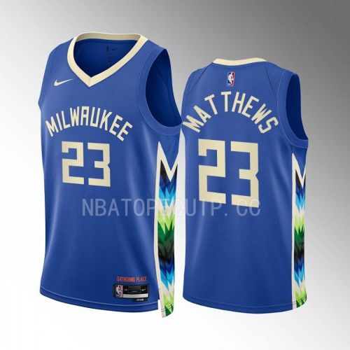 Wesley Matthews 23 2022-23 Milwaukee Bucks Blue City Edition Jersey Swingman