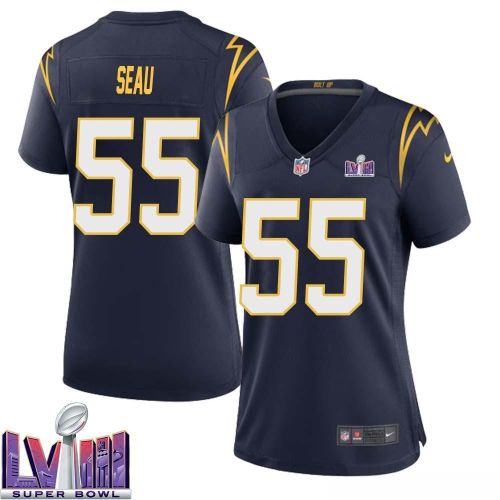 Junior Seau 55 Los Angeles Chargers Super Bowl LVIII Women Alternate Game Jersey - Navy