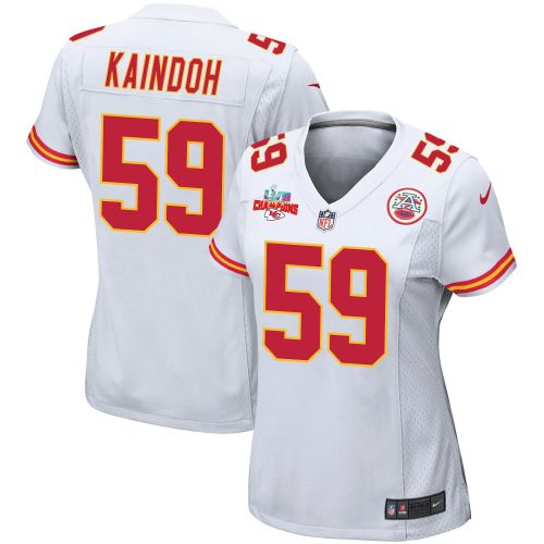 Joshua Kaindoh 59 Kansas City Chiefs Super Bowl LVII Champions 3 Stars Women Game Jersey - White