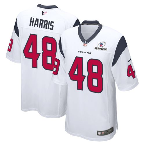 Christian Harris 48 Houston Texans 2023 Playoffs Patch Game Men Jersey - White