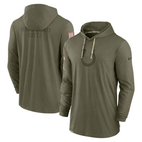 Men Indianapolis Colts 2022 Salute to Service Tonal Pullover Hoodie - Olive