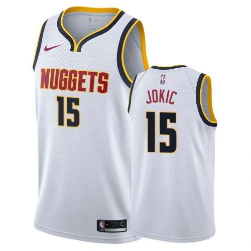 Men's Nuggets Nikola Jokic 15 Association Wihte Jersey