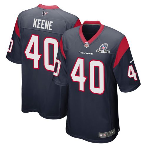 Dalton Keene 40 Houston Texans 2023 Playoffs Patch Game Men Jersey - Navy