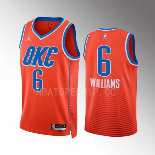 Jaylin Williams 6 Oklahoma City Thunder Orange Men Jersey 2022-23 Statement Edition Swingman