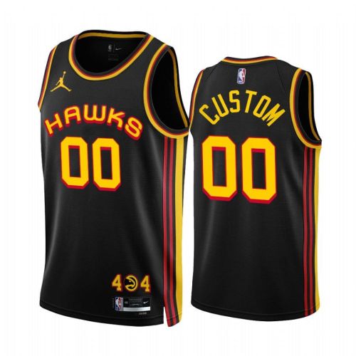 Atlanta Hawks Custom 00 Black Statement Edition 2022-23 Jersey - Men Jersey