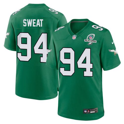 Josh Sweat 94 Philadelphia Eagles 2023 Playoffs Patch Alternate Game Men Jersey - Kelly Green