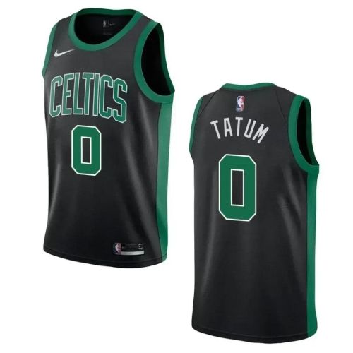 Men's Boston Celtics 0 Jayson Tatum Statement Swingman Jersey - Black