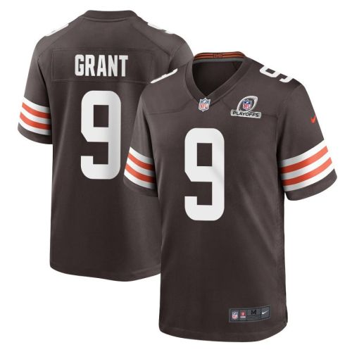 Jakeem Grant 9 Cleveland Browns 2023 Playoffs Patch Game Men Jersey - Brown