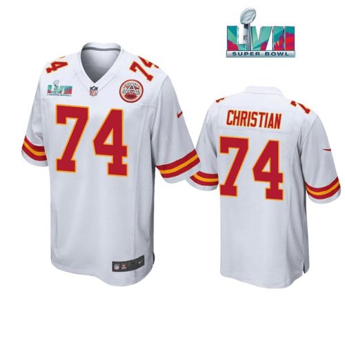 Geron Christian 74 Kansas City Chiefs Super Bowl LVII White Men Game Jersey