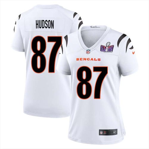 Tanner Hudson 87 Cincinnati Bengals Super Bowl LVIII Women Away Limited Jersey - White