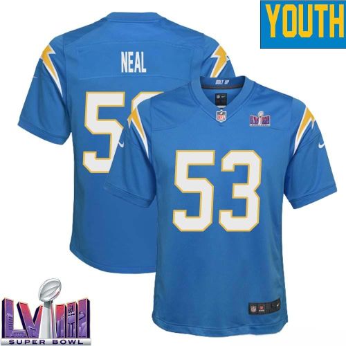 Lorenzo Neal 53 Los Angeles Chargers Super Bowl LVIII YOUTH Home Game Jersey - Powder Blue