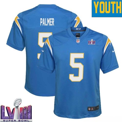 Joshua Palmer 5 Los Angeles Chargers Super Bowl LVIII YOUTH Home Game Jersey - Powder Blue