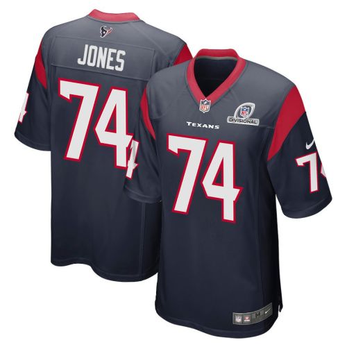 Josh Jones 74 Houston Texans 2024 Divisional Patch Game Men Jersey - Navy