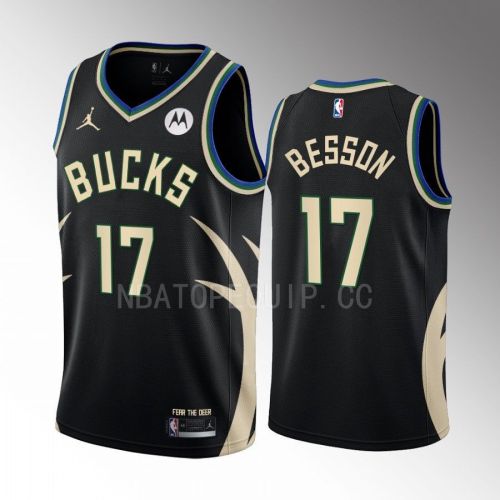 Hugo Besson 17 2022-23 Milwaukee Bucks Black Statement Edition Men Jersey Swingman