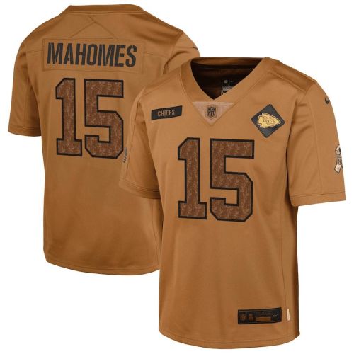 Patrick Mahomes 15 Kansas City Chiefs 2023 Salute To Service Limited YOUTH Jersey - Brown