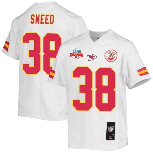 L'Jarius Sneed 38 Kansas City Chiefs Super Bowl LVII Champions 3 Stars Youth Game Jersey - White