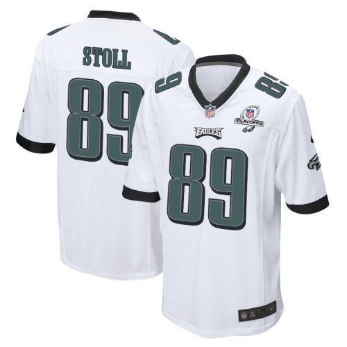 Jack Stoll 89 Philadelphia Eagles 2023 Playoffs Patch Game Men Jersey - White