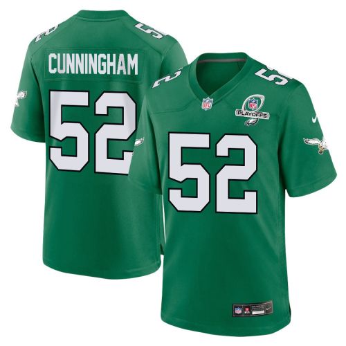 Zach Cunningham 52 Philadelphia Eagles 2023 Playoffs Patch Alternate Game Men Jersey - Kelly Green