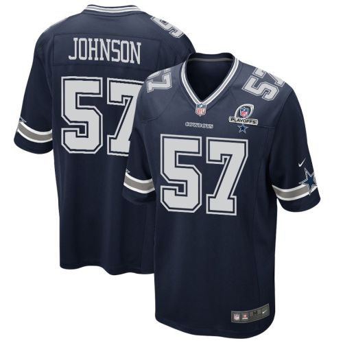 Buddy Johnson 57 Dallas Cowboys 2023 Playoffs Patch Game Men Jersey - Navy