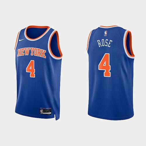 New York Knicks 4 Derrick Rose 2022-23 Icon Edition Royal Men Jersey