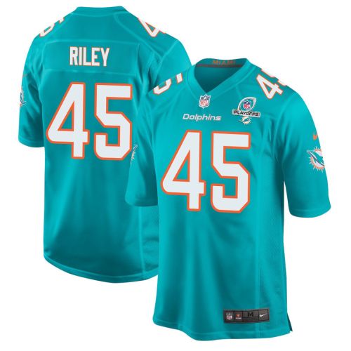 Duke Riley 45 Miami Dolphins 2023 Playoffs Patch Game Men Jersey - Aqua