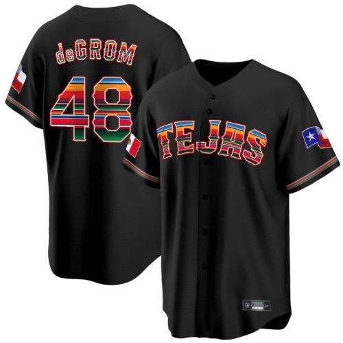 Jacob Degrom 48 Texas Rangers Mexican Collection Baseball Men Jersey - Black