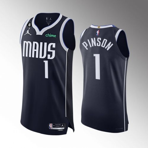 Dallas Mavericks 1 Theo Pinson Navy Men Jersey 2022-23 Statement Edition