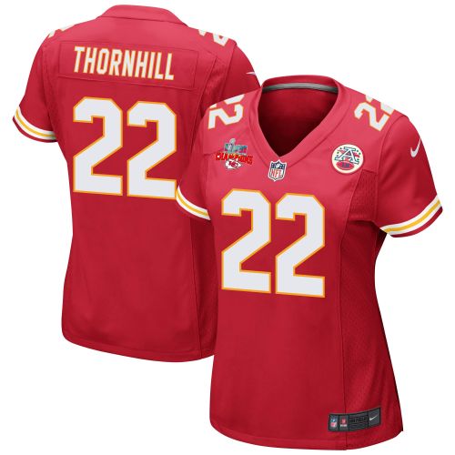 Juan Thornhill 22 Kansas City Chiefs Super Bowl LVII Champions 3 Stars Women Game Jersey - Red