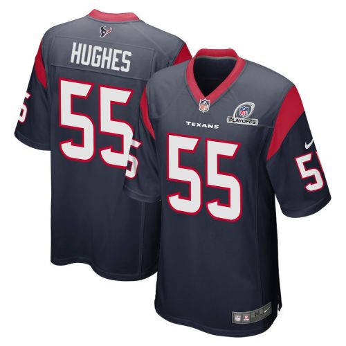 Jerry Hughes 55 Houston Texans 2023 Playoffs Patch Game Men Jersey - Navy