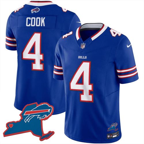 James Cook 4 Buffalo Bills New York Patch Game Men Jersey - Royal