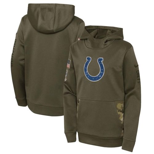 Indianapolis Colts Youth 2022 Salute To Service Performance Pullover Hoodie - Olive