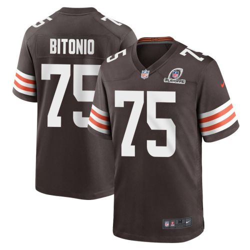 Joel Bitonio 75 Cleveland Browns 2023 Playoffs Patch Game Men Jersey - Brown