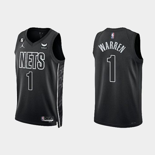 Brooklyn Nets 1 T.J. Warren 2022-23 Statement Edition Black Men Jersey